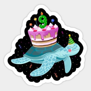 Turtle 9th Birthday 9 Years Old Turtles Reptiles Testudines Sticker